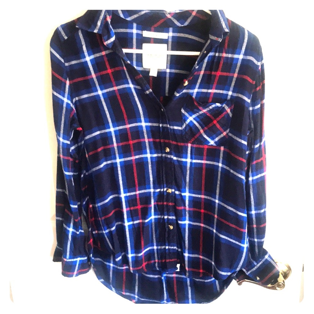 AE boyfriend fit blue flannel